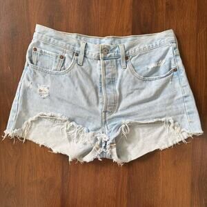 Levi’s 501 Button Fly Shorts Light Wash Denim Casual Preppy Festival Sz 30